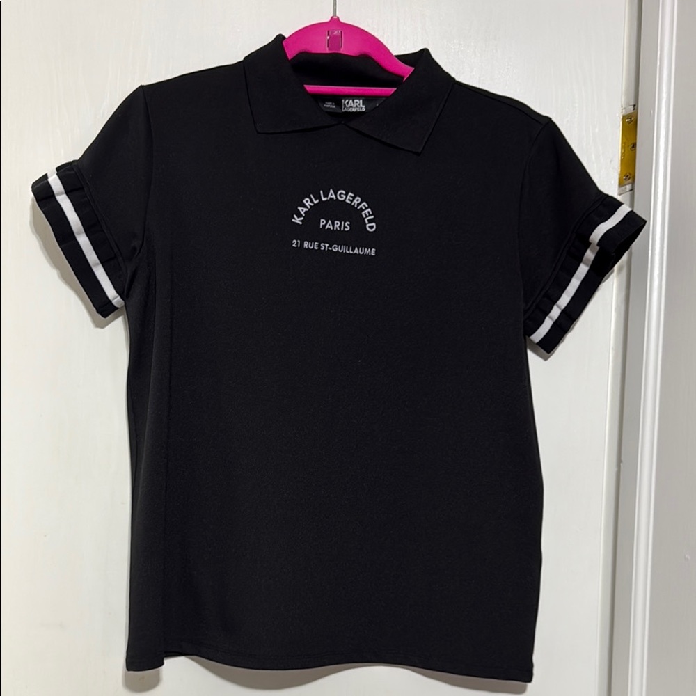 Karl Lagerfeld Black Polo Shirt with White Trim